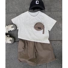 【aimoha-KIDS-】ポケットデザインTシャツ＆アクティブパンツセット