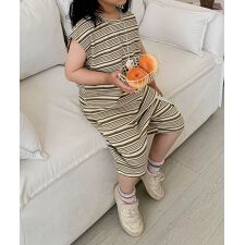 【aimoha-KIDS-】ランダムボーダーTシャツセットアップ