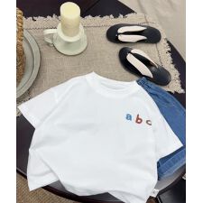 【-aimoha-KIDS-】キッズ　アルファベットプリントTシャツ