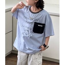【aimoha-KIDS-】キッズ デザインポケットTシャツ