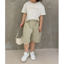【aimoha-KIDS-】キッズ　ワイドカーゴハーフパンツ