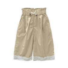 【aimoha-KIDS-】レースヘムコットンワイドパンツ