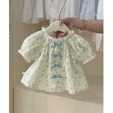 【-aimoha-KIDS-】キッズ　リボン付き小花柄フリルブラウス