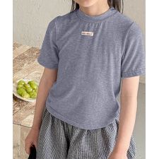 【aimoha-KIDS-】シンプルロゴ風ベーシックTシャツ