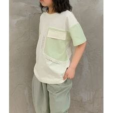 【aimoha-KIDS-】キッズ　配色プリントTシャツ