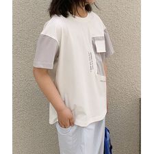 【aimoha-KIDS-】キッズ　配色プリントTシャツ