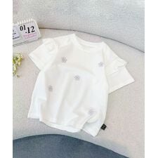 【aimoha-KIDS-】フリル袖Tシャツ