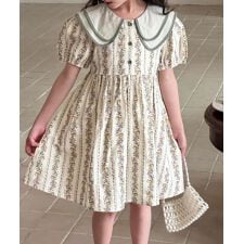 【aimoha-KIDS-】花柄シャツワンピース