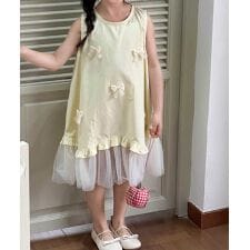 【aimoha-KIDS-】キッズチュール切り替えノースリーブワンピース