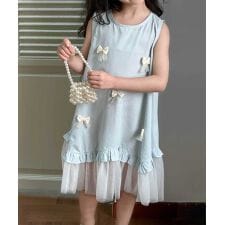 【aimoha-KIDS-】キッズチュール切り替えノースリーブワンピース