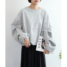 裏毛袖タックバルーンプルオーバー