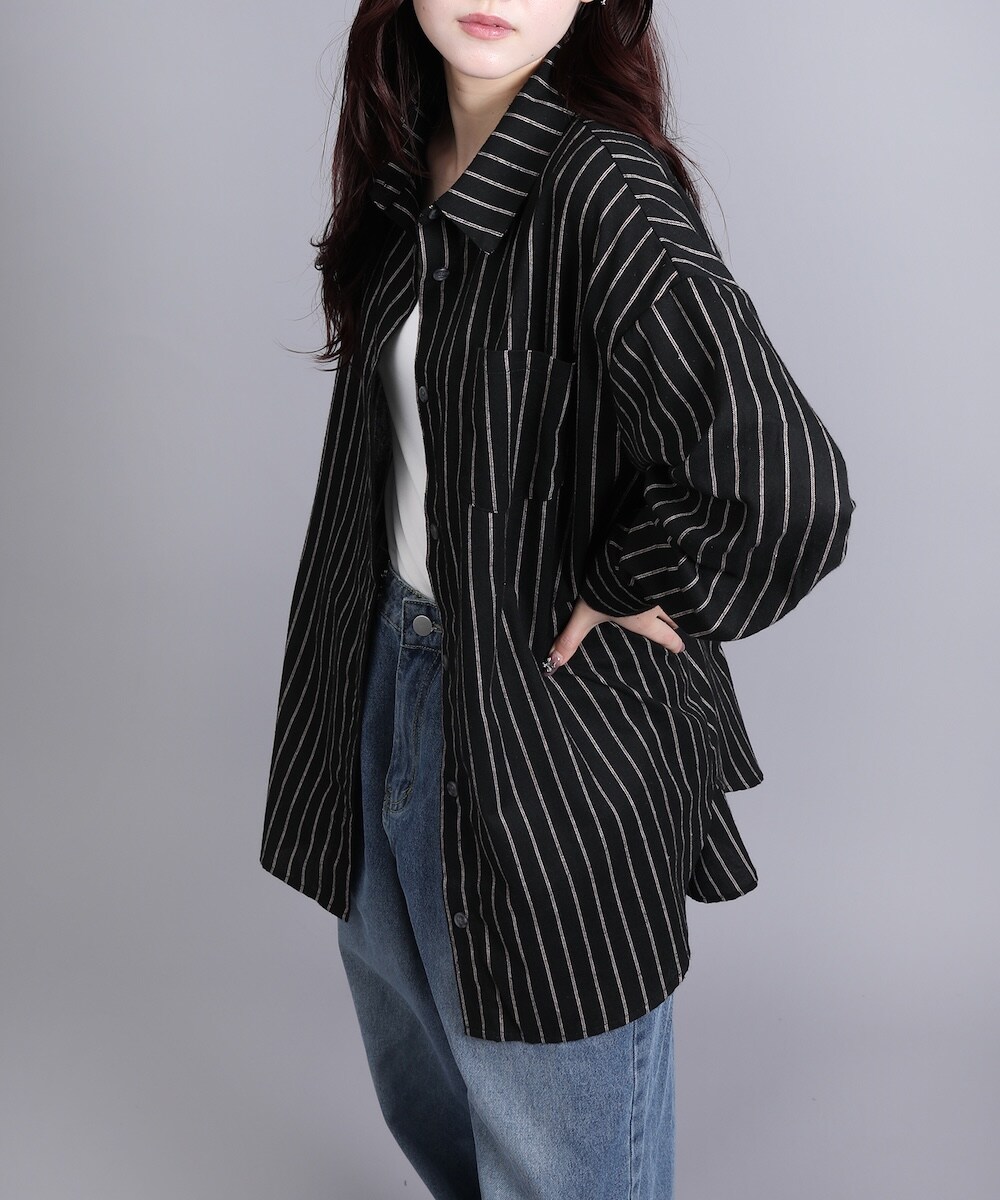 ストライプオーバーシャツ