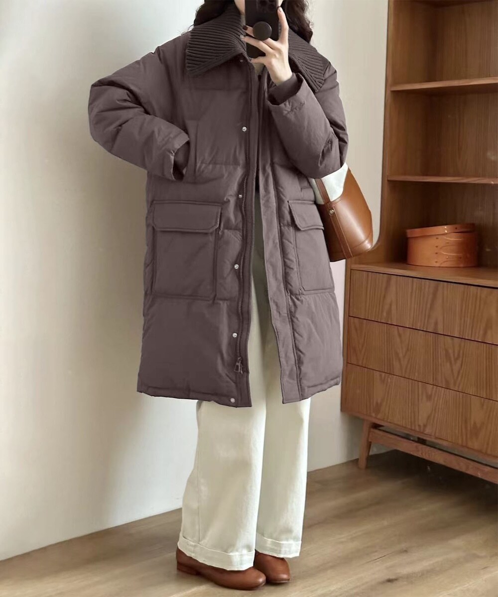 千鳥格子柄ウール混ダブルフェイスセーラーカラーショートコート