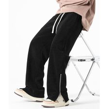 裾ファスナー付き コーデュロイライクパンツ