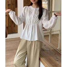 タック ギャザー シャツ ブラウス