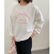 【aimoha-KIDS-】リボン刺繍スウェットプルオーバー