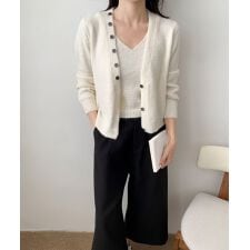 キャミソール付きふんわりニットカーディガンセット　アンサンブル