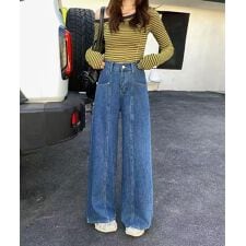 センターライン ワイドデニムパンツ