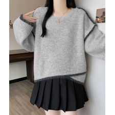 配色ラインニットプルオーバー