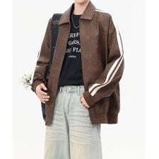 アイモハ(aimoha)のラインスリーブ フェイクレザージャケット