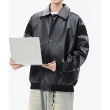 フェイクレザー ジャケット/Faux leather jacket