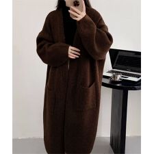 無地ロング丈カーディガンコート