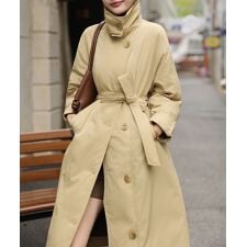 ベルト付きロングダウンコート