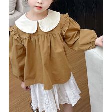 【aimoha-KIDS-】バイカラービッグカラー ブラウス