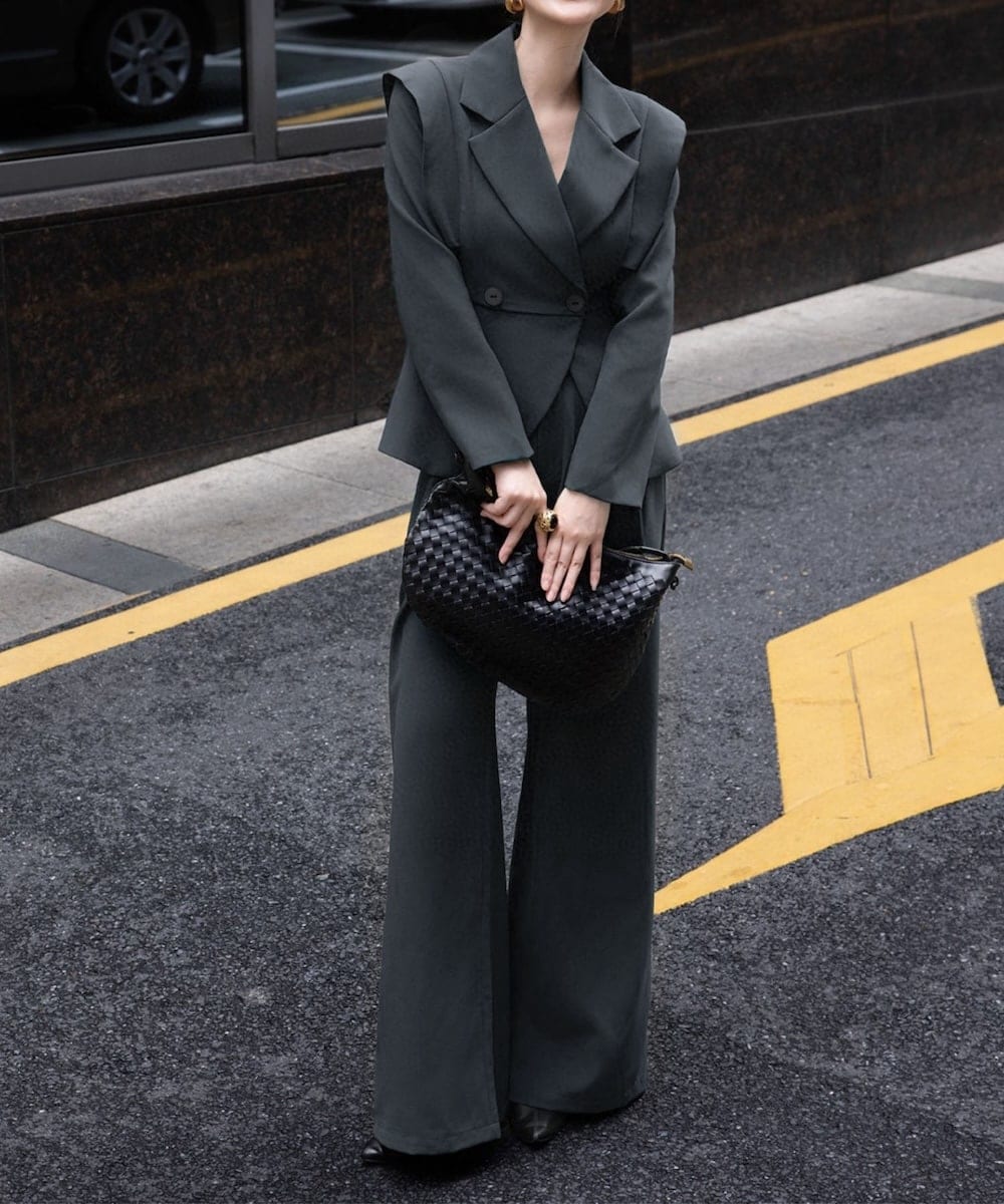 aimoha ダブルテーラードジャケット＋ワイドパンツセットアップ