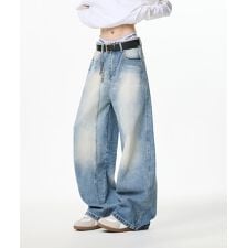 VINTAGE WASHED CURVED DENIM