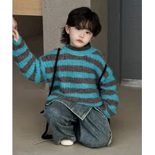 【aimoha-KIDS-】キッズ ボーダーニットプルオーバー