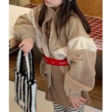 【aimoha-KIDS-】キッズ　ボアジップアップブルゾン