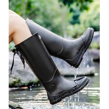 リボン付き中高筒レインブーツ