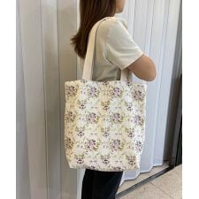 フラワー刺繍キャンバストートバッグ