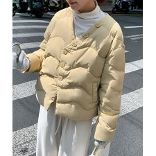 マフラー襟付きVネックショートダウン