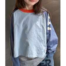 【aimoha-KIDS-】バイカラー ラグランロンT