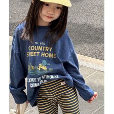 【aimoha-KIDS-】キッズ　レトロ　プリントロンT