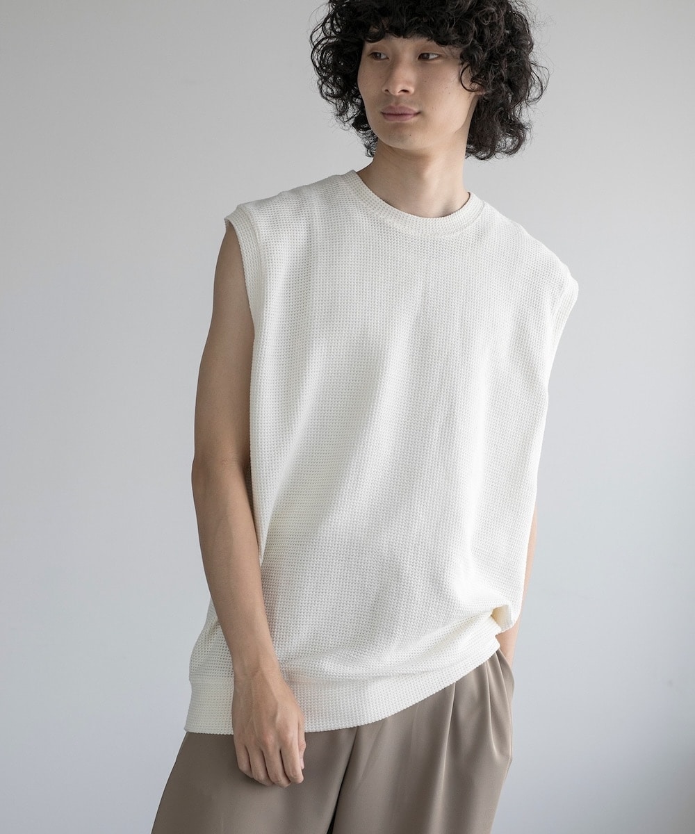 [�}���C]aimoha men HEAVY COTTON KNIT VEST (SS)/�A�C���n�iaimoha�j �I�t�z���C�g
