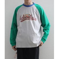 HOOK -original- アメカジヴィンテージ風袖配色切り替えロゴプリントリンガーロングTEE