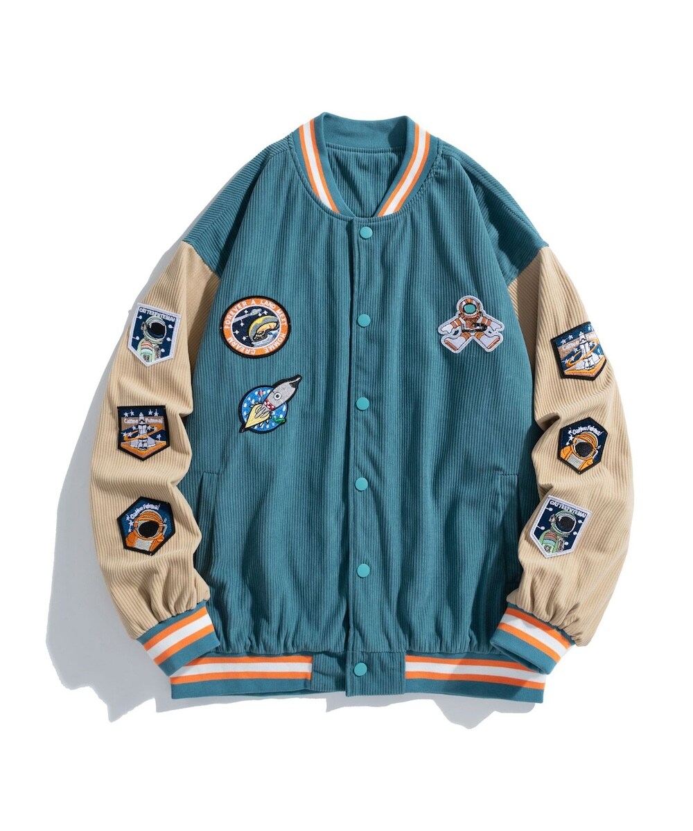 HOOK】アメカジワッペン付きコーデュロイスタジャンジャケット