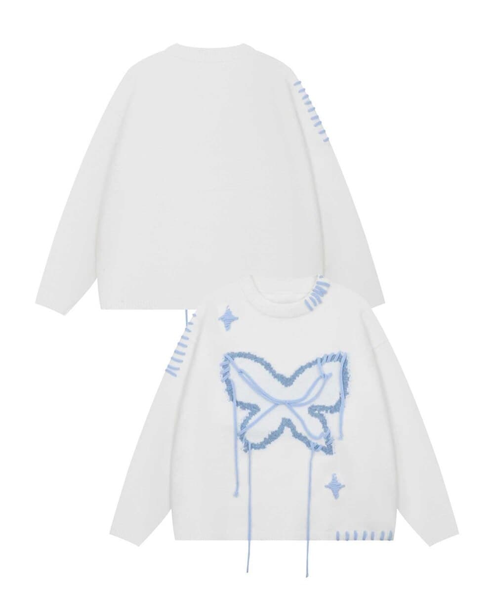 【HOOK】for　girls 　ペイントプリントケーブル編みダメージニット フック HOOK 【HOOK】for girls ペイントプリントケーブル編み
