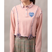 【HOOK】for girls 　配色巻きロックフリルポロシャツ