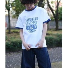 HOOK -original-　ニャンコ船長ヴィンテージ風プリントリンガーTEE