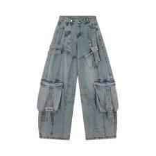【HOOK】ストラップベルトカーゴデニムパンツ