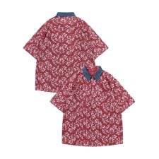 デニム襟ボタニカル刺繍半袖シャツ