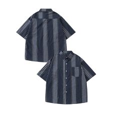 柄×柄ストライプ半袖シャツ