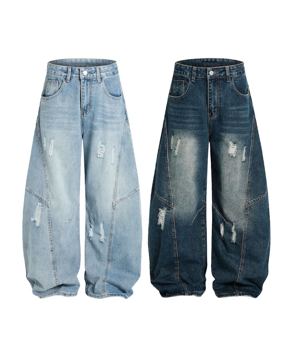 【新品未使用】RAF SIMONS　デニムパンツ　クラッシュ加工　アーカイブ RAF SIMONS ラフシモンズ デニムパンツ 192-311-10134 DESTROYED