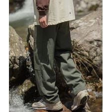 【HOOK】ヴィンテージ風ウォッシュ加工横切り替えカーゴパンツ