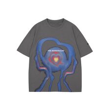 【HOOK】個性派抽象画プリント半袖ビッグTシャツ