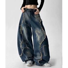 グラフィックステッチ ダメージ加工 デニムパンツ | フック(HOOK 